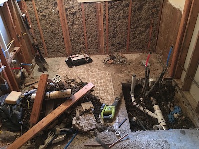 Indoor plumbing rough-in during remodel